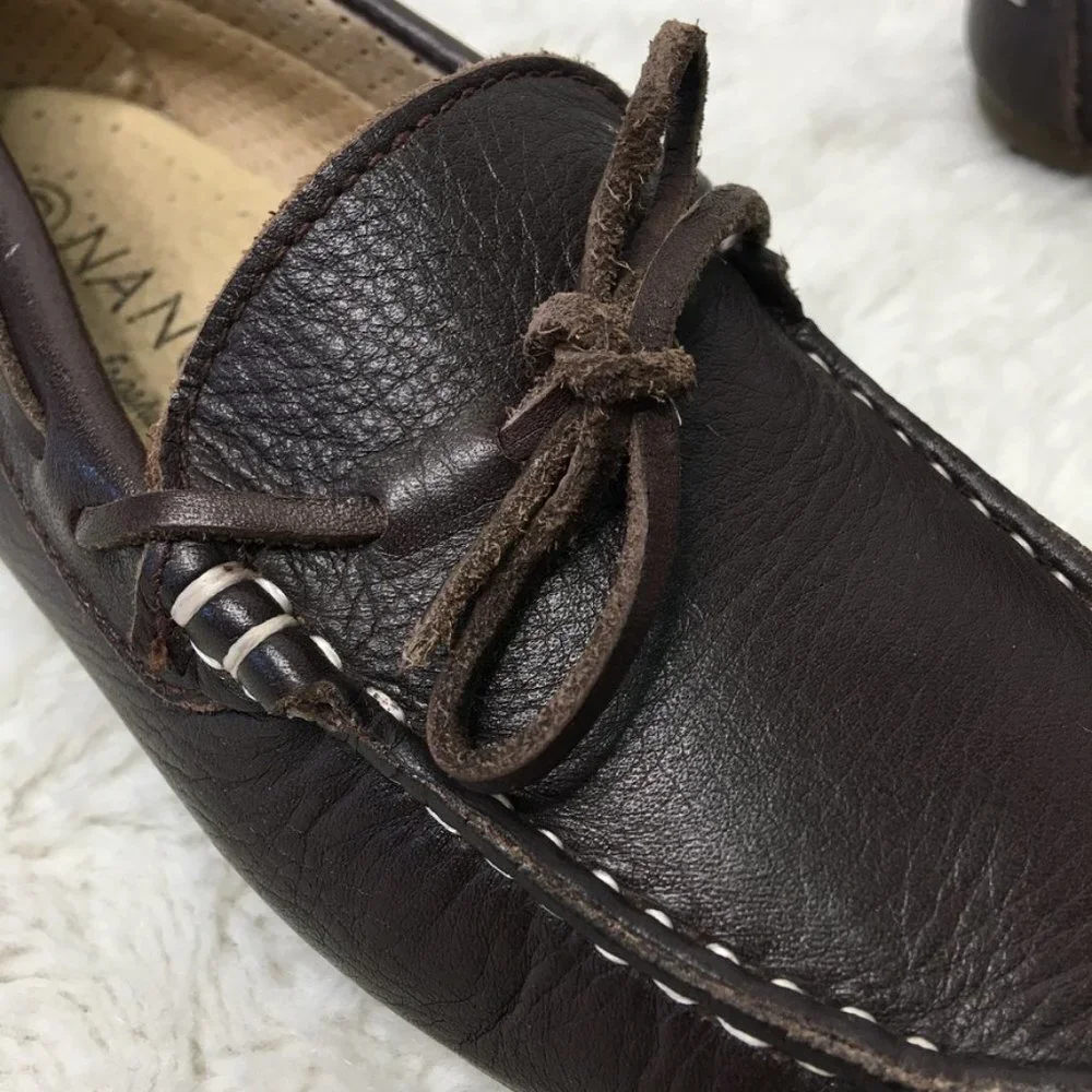 Nanos Toddler Boys Brown Leather Slip On Moccasins Shoes Size 30 / 12.5 US